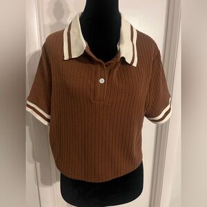 SHEIN Brown Textured Crop Top